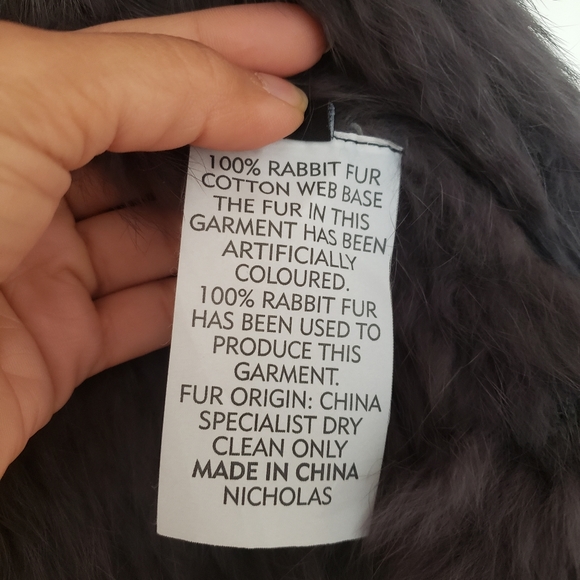 Nicholas Knitted Fur Jacket- Slate Grey - Picture 3 of 3